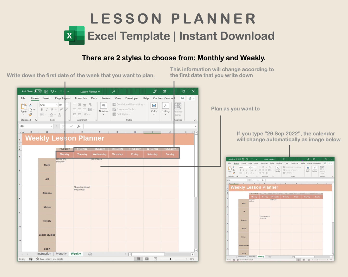 Excel - Lesson Planner - Neutral