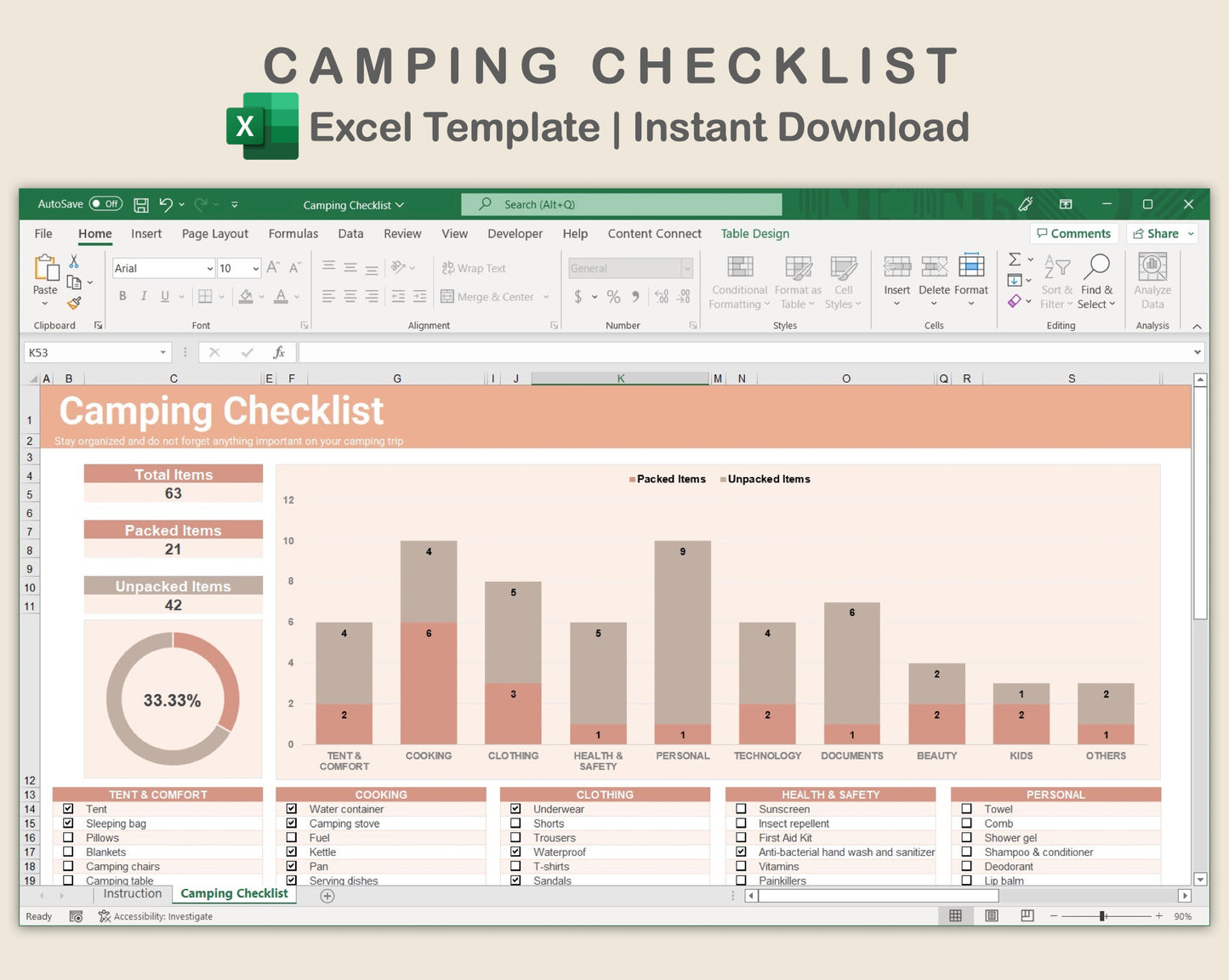 Excel - Camping Checklist - Neutral