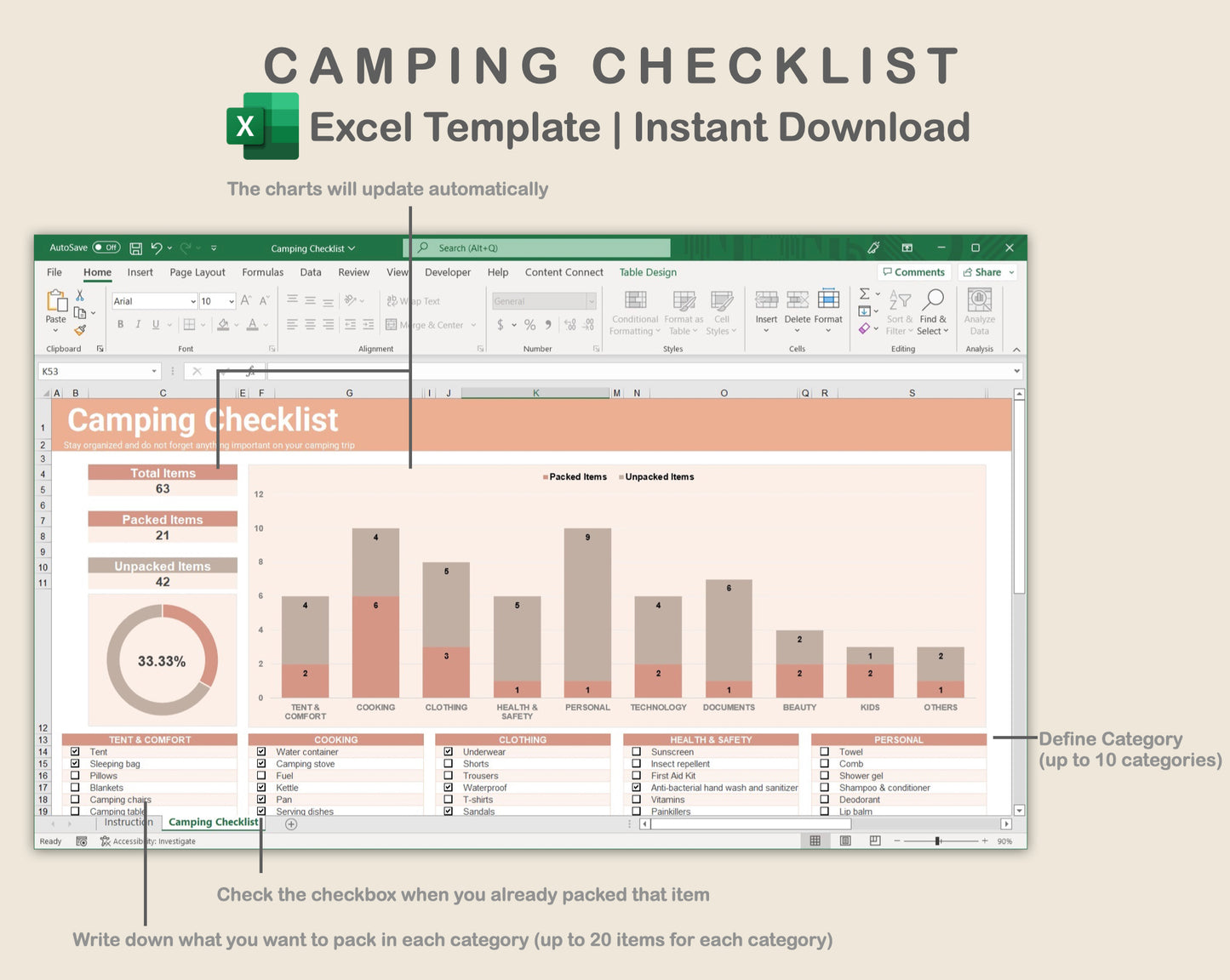 Excel - Camping Checklist - Neutral