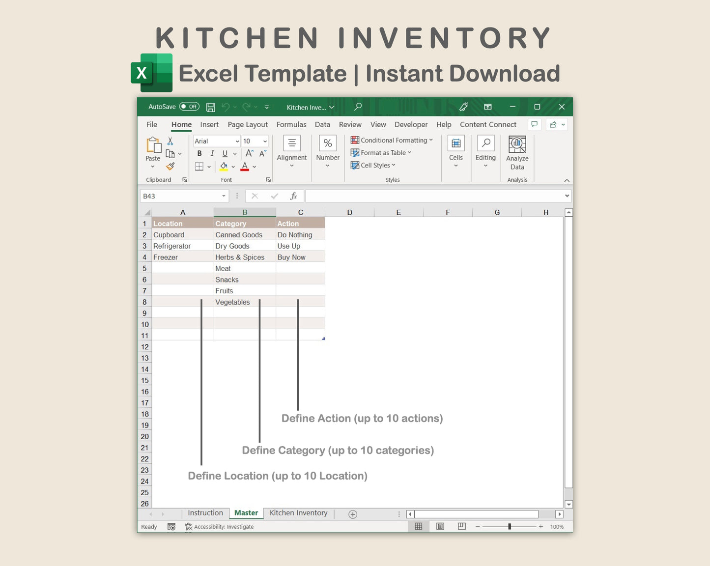 Excel - Kitchen Inventory - Neutral