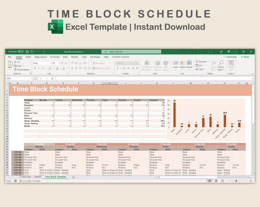Excel - Time Block Schedule - Neutral