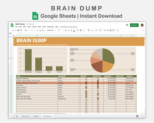 Google Sheets - Brain Dump - Boho