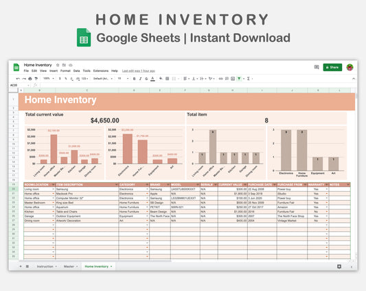 Google Sheets - Home Inventory - Neutral