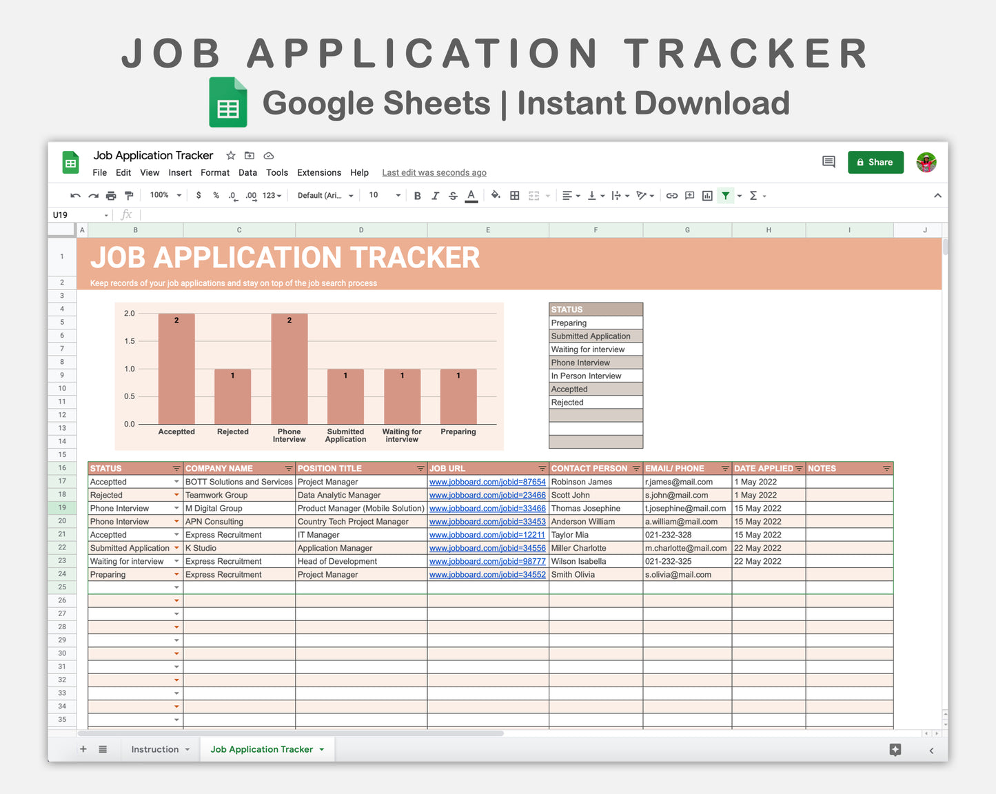 Google Sheets - Job Application Tracker - Neutral