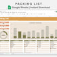 Google Sheets - Packing list - Boho