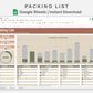 Google Sheets - Packing list - Earthy