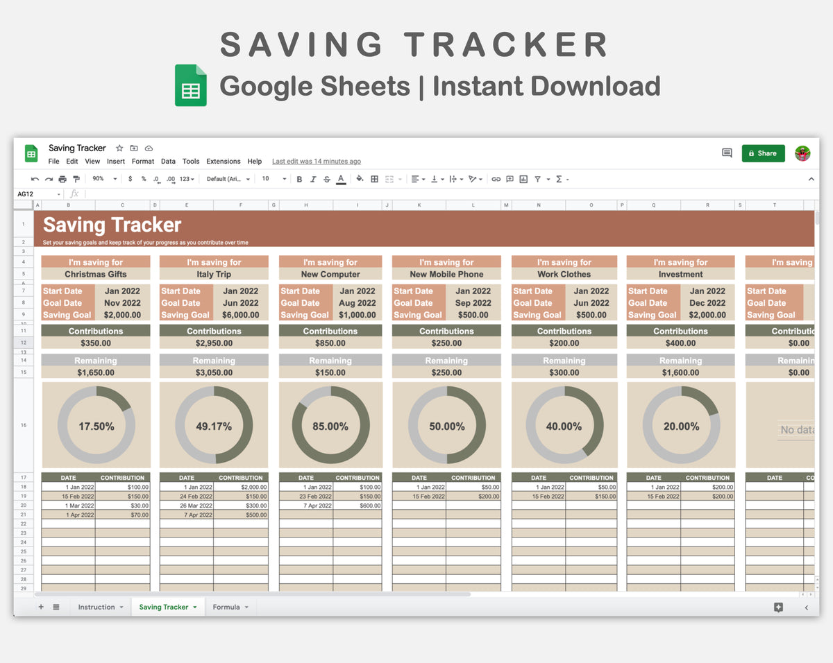 Google Sheets - Savings Tracker - Earthy – kjunstudio