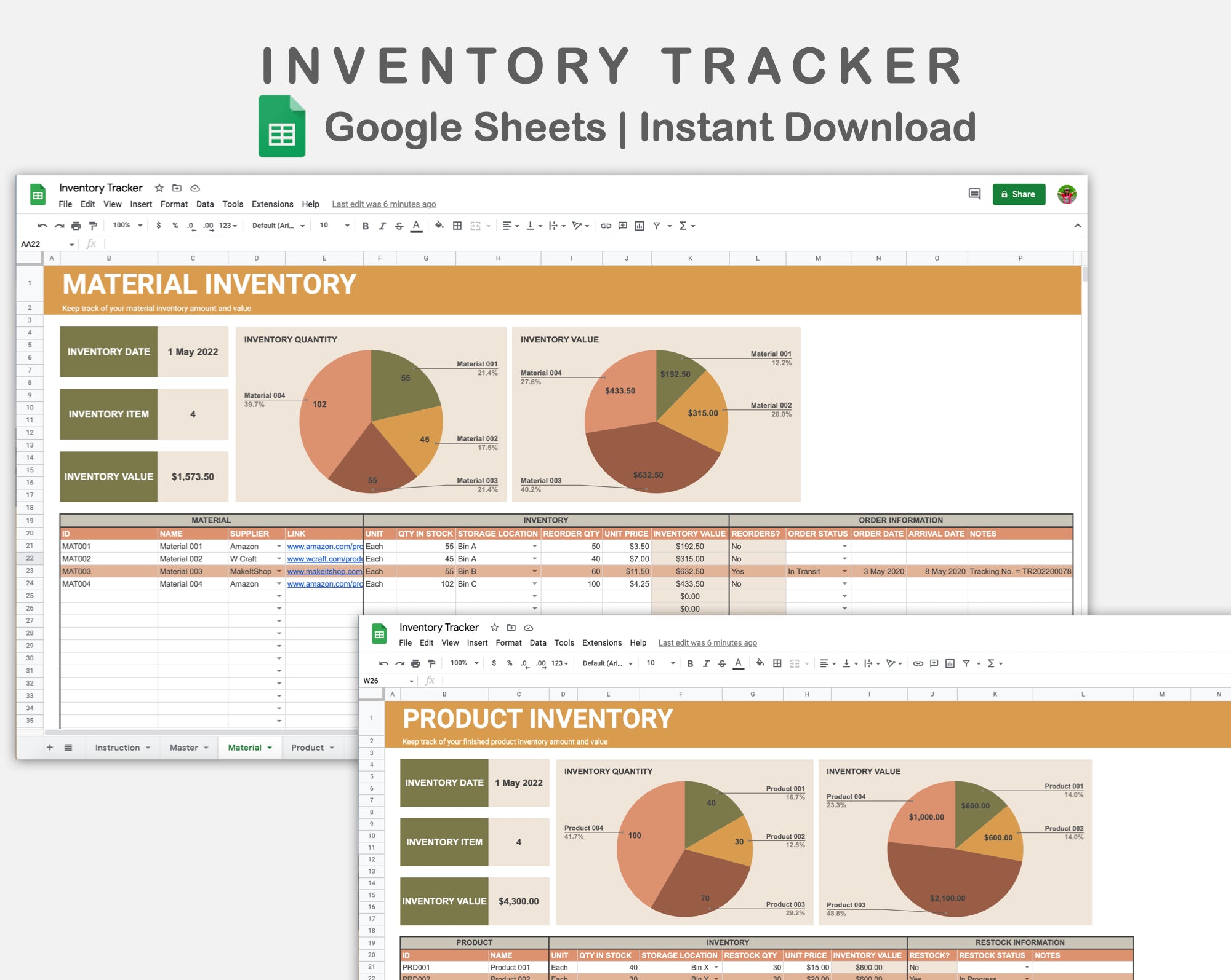 Google Sheets - Inventory Tracker - Boho – kjunstudio