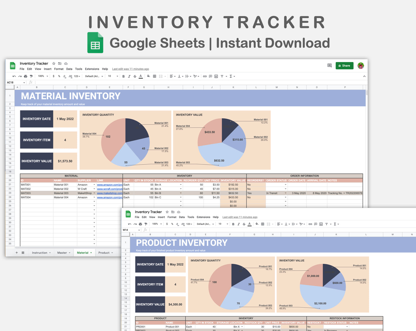 Google Sheets - Inventory Tracker - Sweet