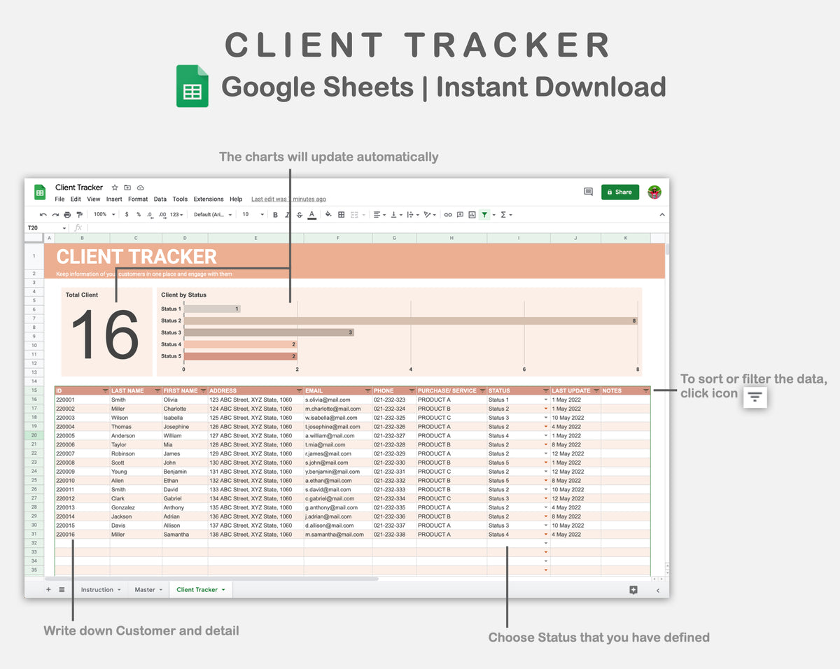 Google Sheets - Client Tracker - Neutral – kjunstudio