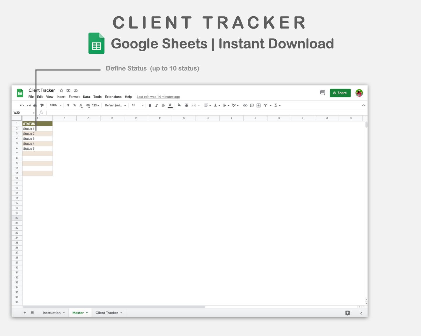 Google Sheets - Client Tracker - Boho