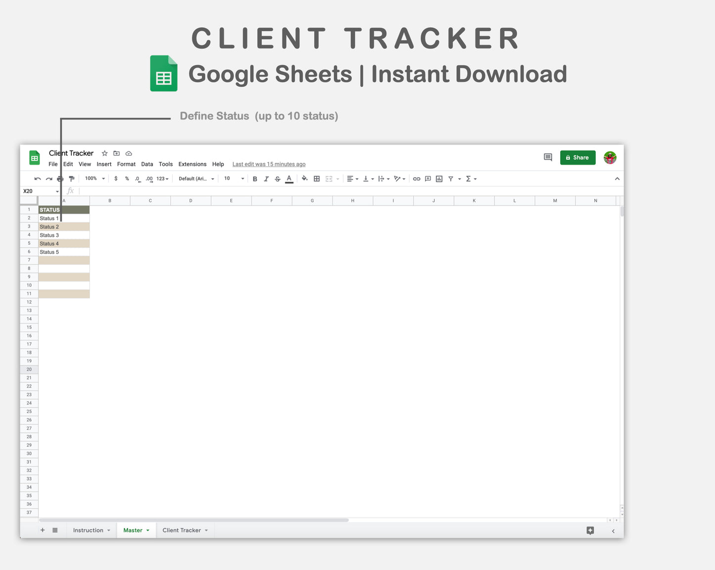 Google Sheets - Client Tracker - Earthy