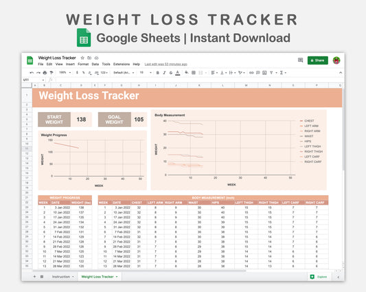 Google Sheets - Weight Loss Tracker - Neutral
