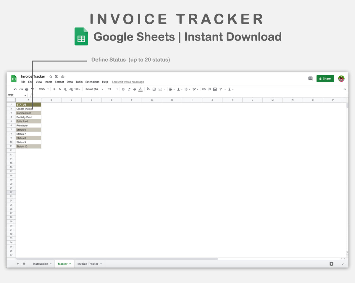Google Sheets - Invoice Tracker - Boho – kjunstudio