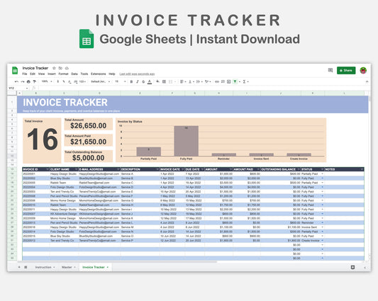Google Sheets - Invoice Tracker - Sweet