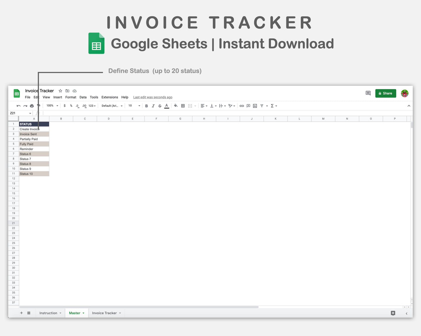 Google Sheets - Invoice Tracker - Sweet