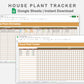 Google Sheets - House Plant Tracker - Boho