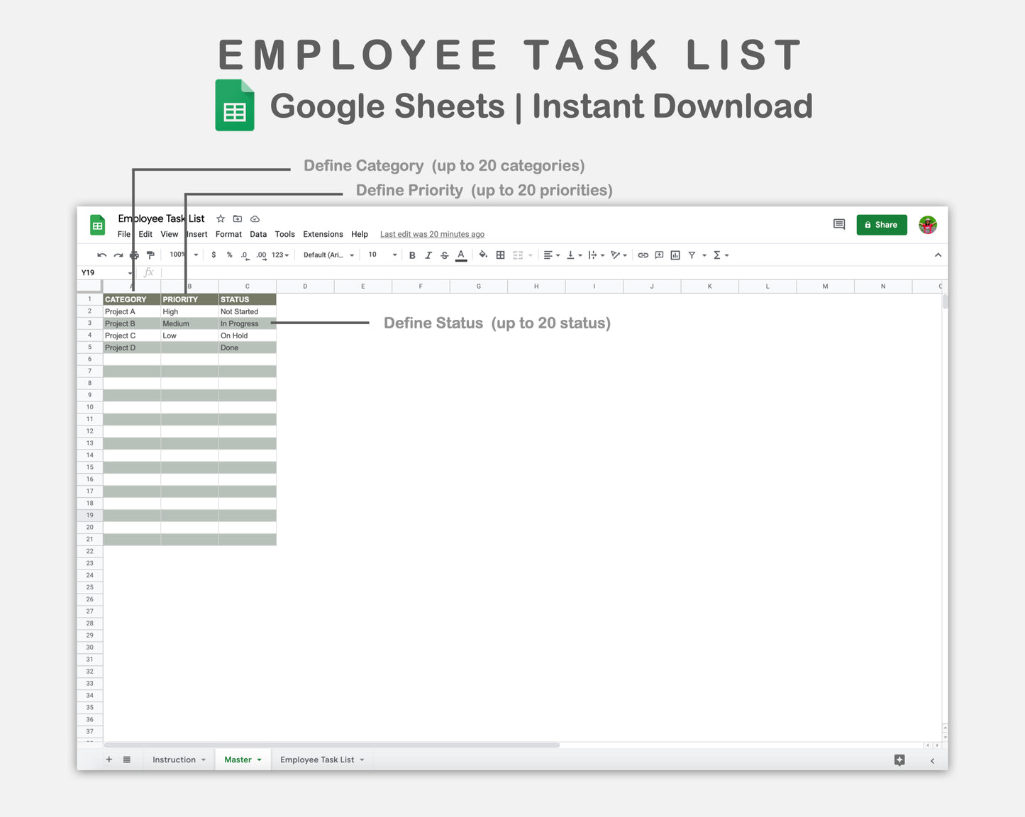 Google Sheets - Employee Task List  - Earthy