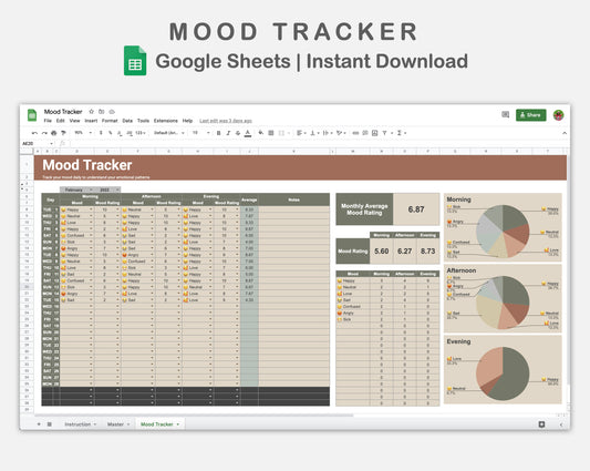 Google Sheets - Mood Tracker - Earthy