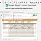 Google Sheets - Kids Chore Chart Tracker - Boho