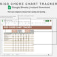 Google Sheets - Kids Chore Chart Tracker - Earthy