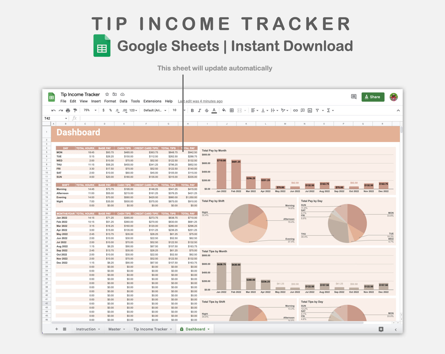 Google Sheets - Tip Income Tracker - Neutral