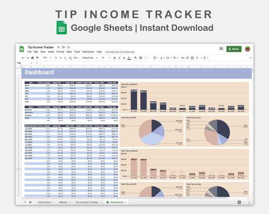 Google Sheets - Tip Income Tracker - Sweet