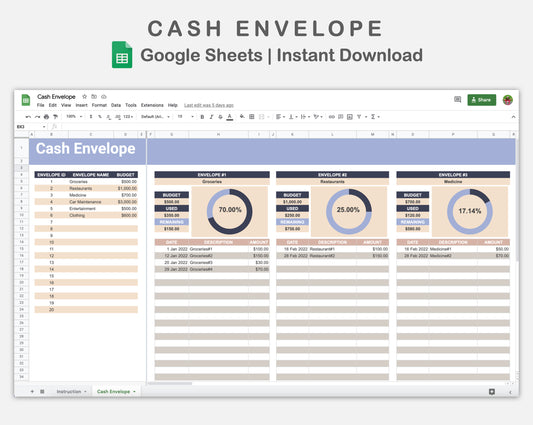 Google Sheets - Cash Envelope - Sweet