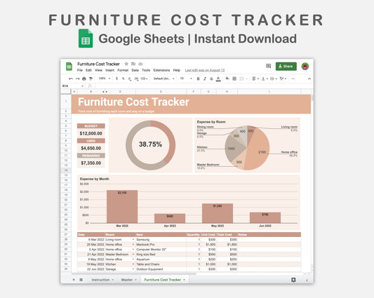 Google Sheets - Furniture Cost Tracker - Neutral