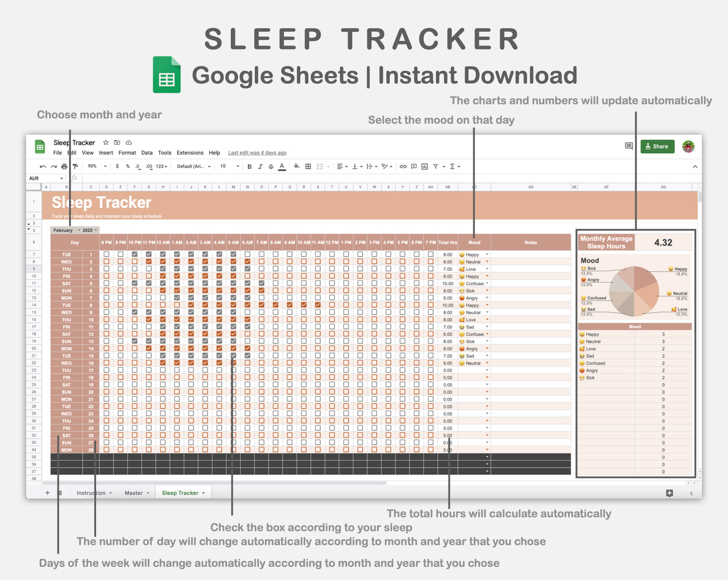 Google Sheets - Sleep Tracker - Neutral