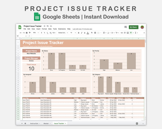 Google Sheets - Project Issue Tracker - Neutral