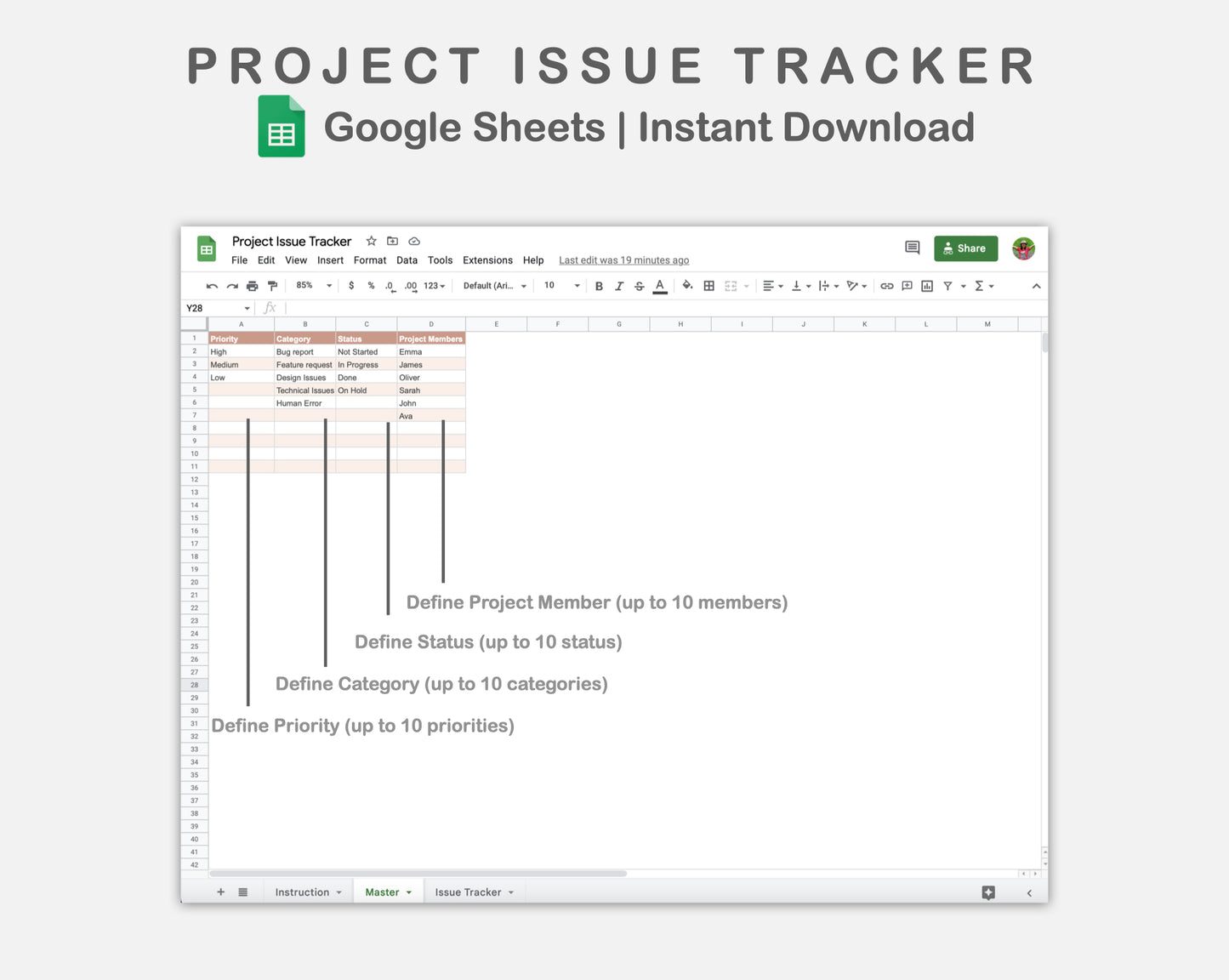 Google Sheets - Project Issue Tracker - Neutral