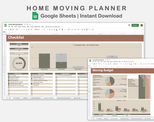Google Sheets - Home Moving Planner - Earthy