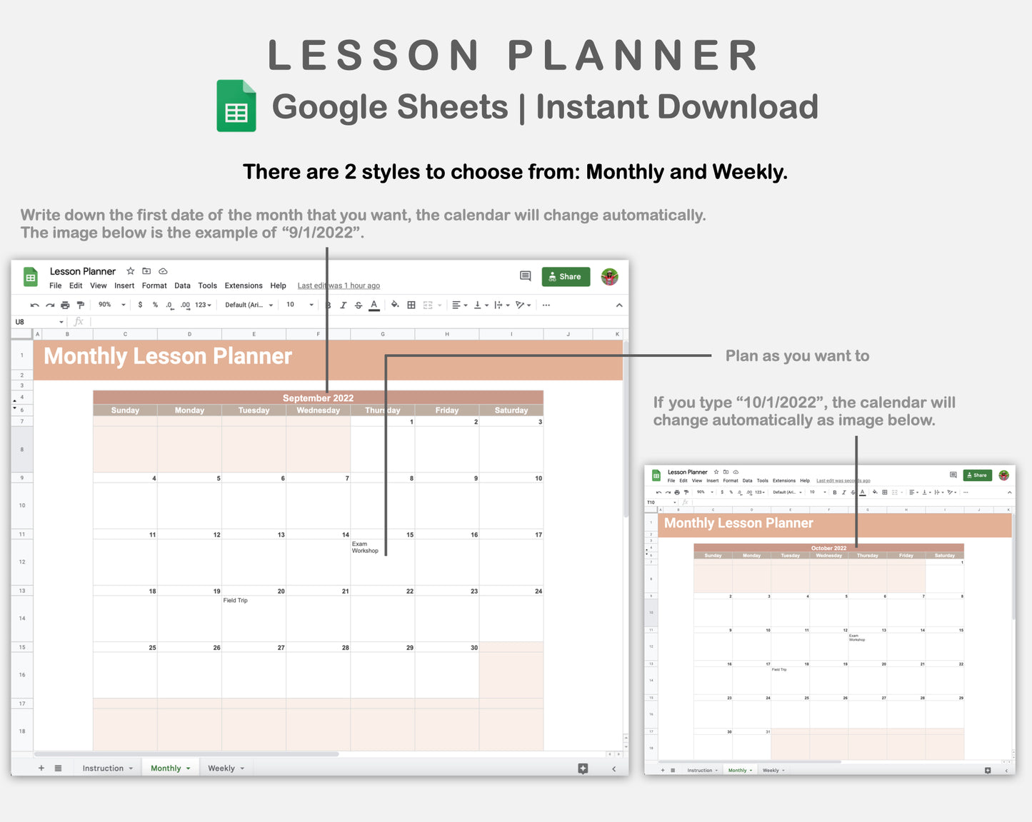 Google Sheets - Lesson Planner - Neutral