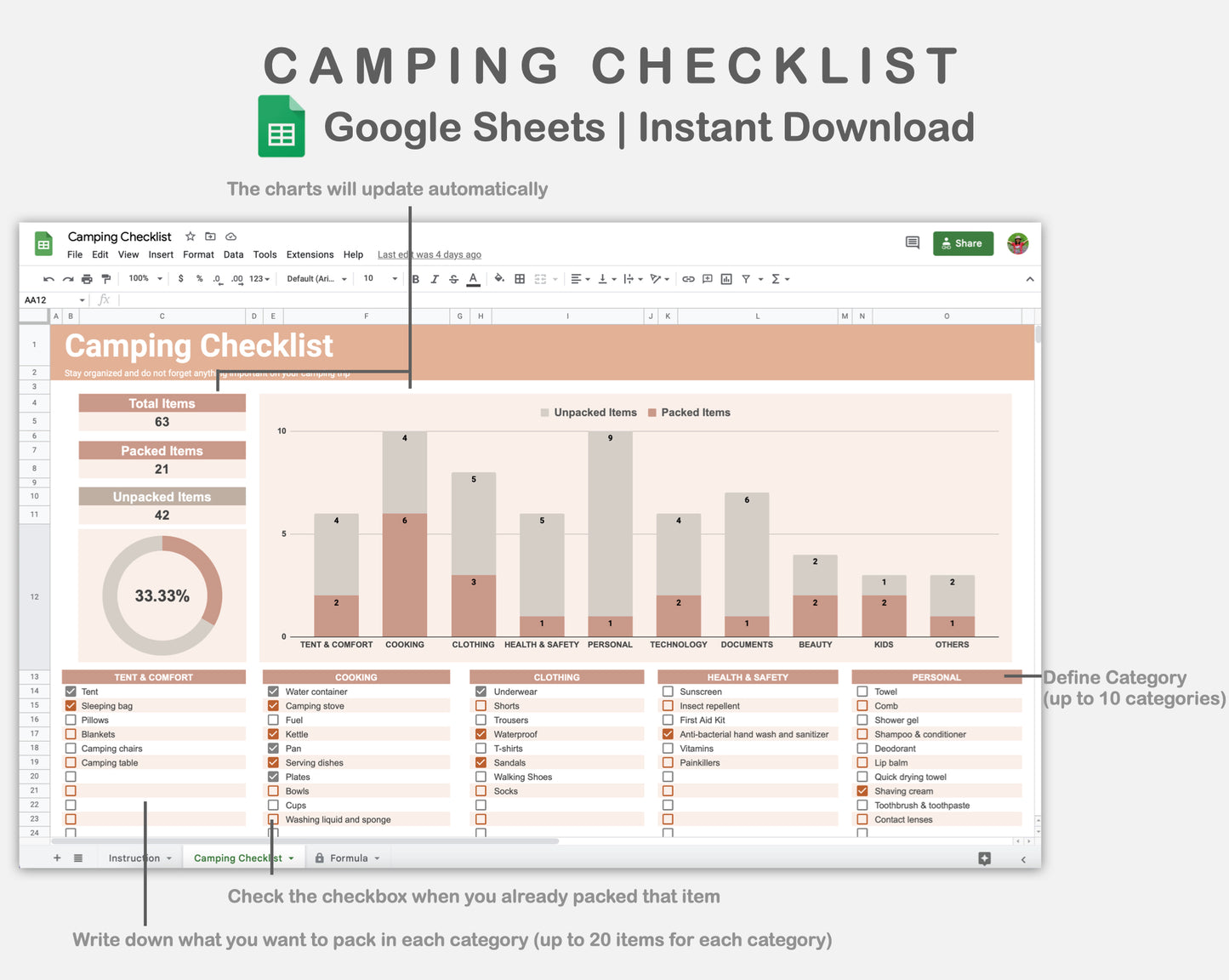 Google Sheets - Camping Checklist - Neutral