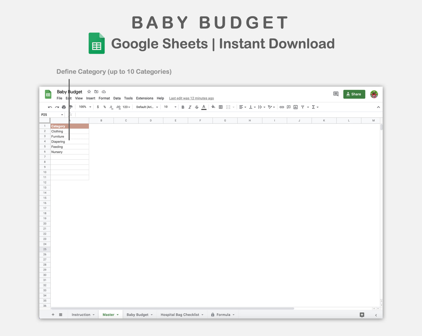 Google Sheets - Baby Budget - Neutral