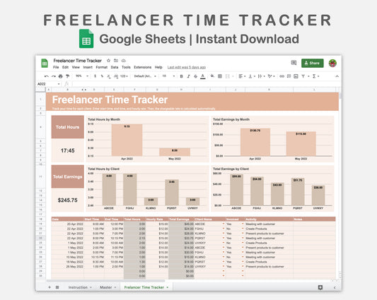 Google Sheets - Freelancer Time Tracker - Neutral