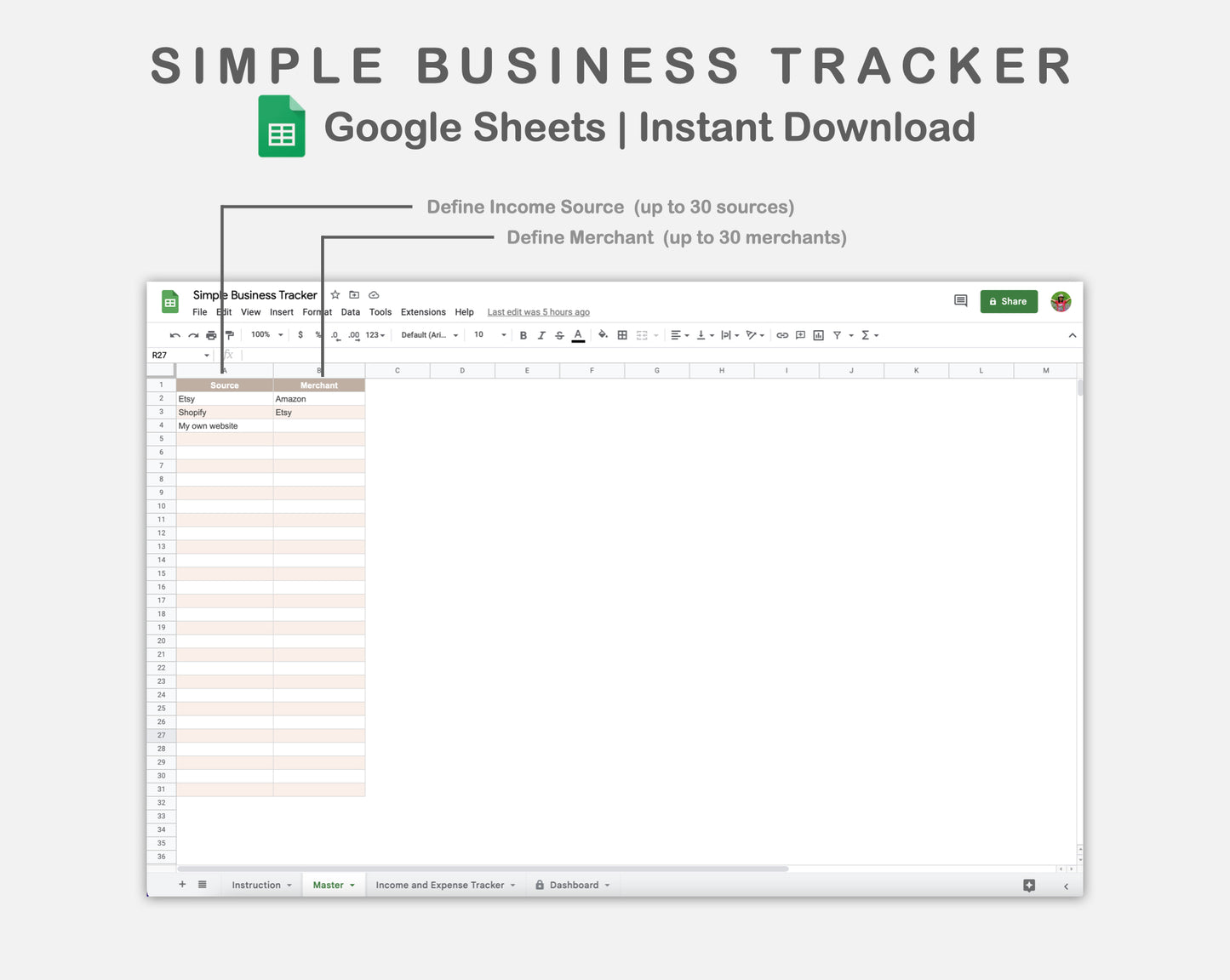 Google Sheets - Simple Business Tracker  - Neutral