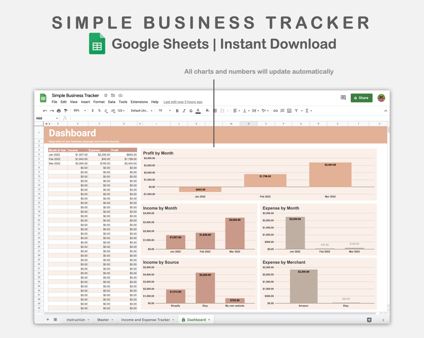 Google Sheets - Simple Business Tracker  - Neutral