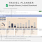 Google Sheets - Travel Planner  - Sweet