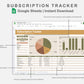 Google Sheets - Subscription Tracker - Boho