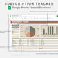 Google Sheets - Subscription Tracker - Earthy