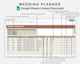 Google Sheets Wedding Planner Earthy Kjunstudio