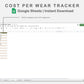 Google Sheets - Cost Per Wear Tracker - Boho