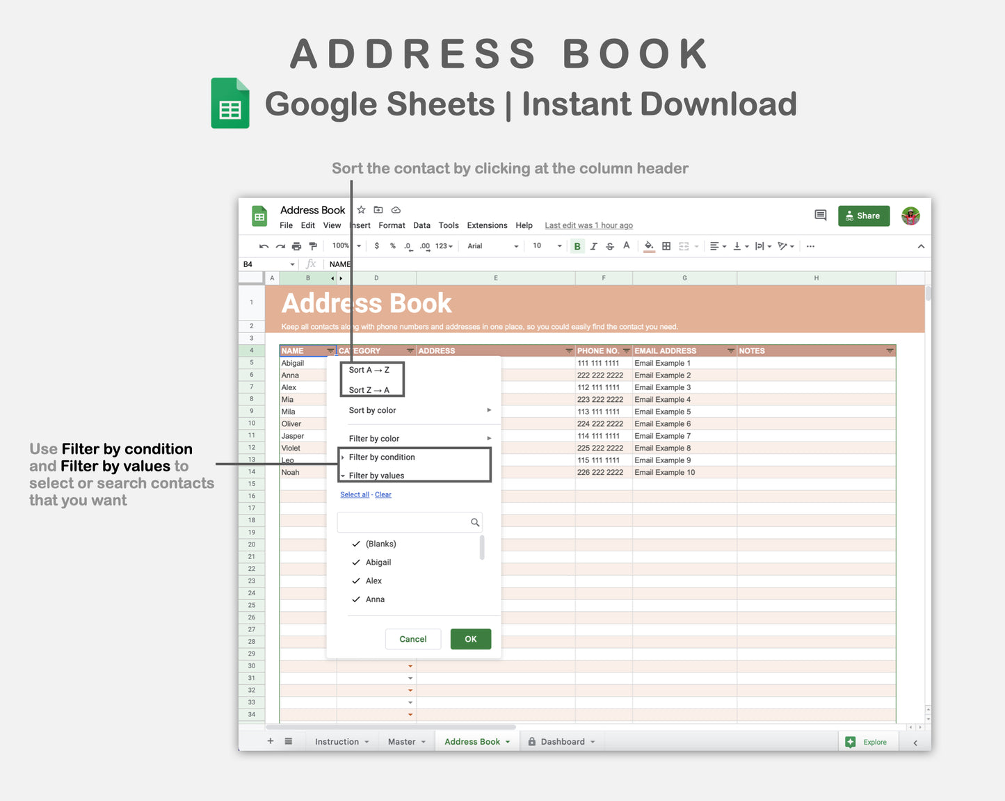 Google Sheets - Address Book - Neutral