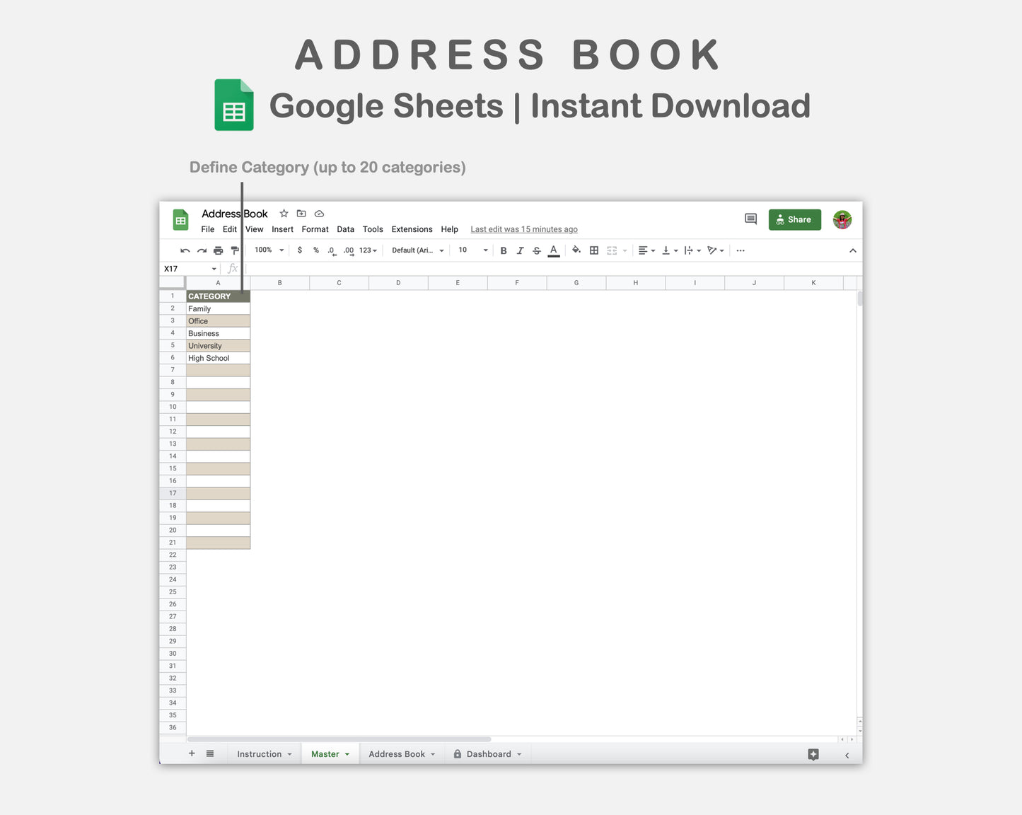 Google Sheets - Address Book - Earthy