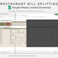 Google Sheets - Restaurant Bill Splitting - Boho