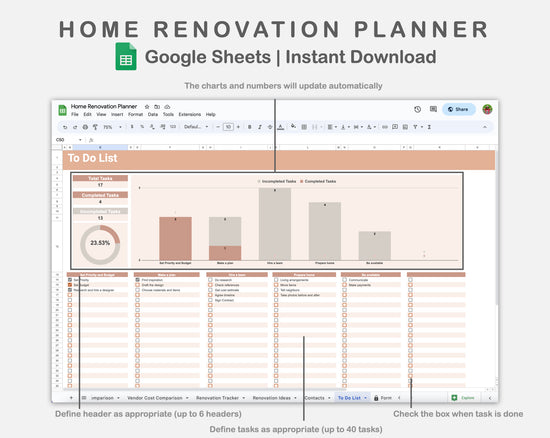 Google Sheets - Home Renovation Planner - Neutral – kjunstudio