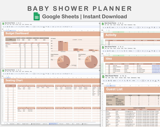 Google Sheets - Baby Shower Planner - Neutral