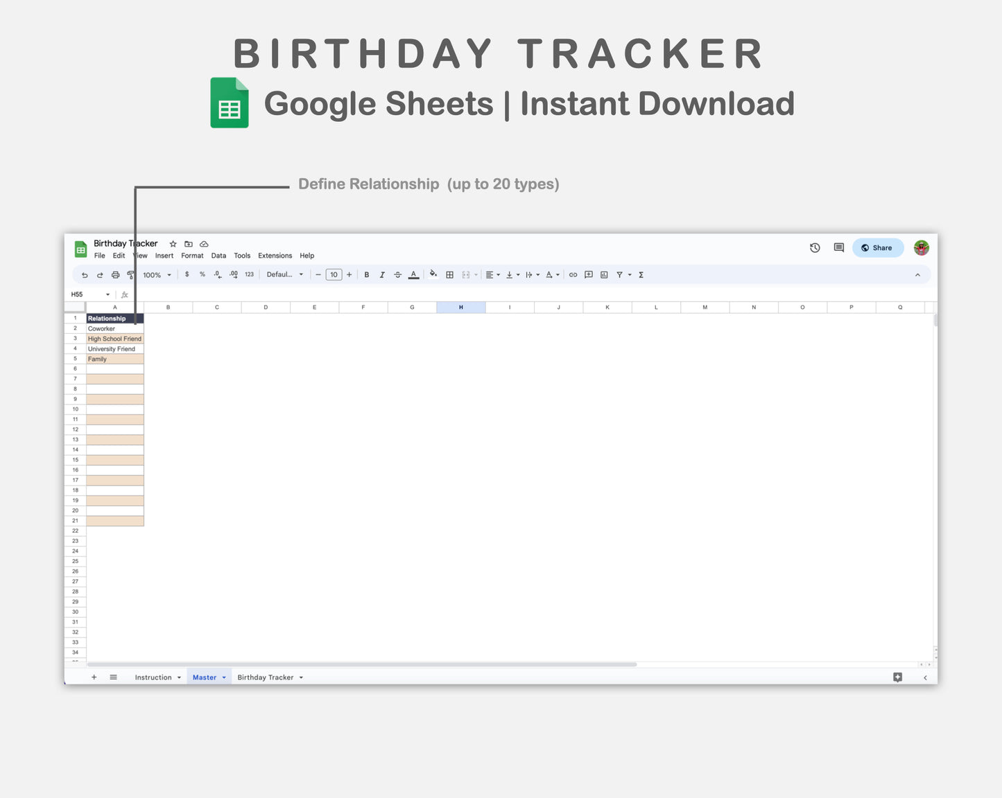 Google Sheets - Birthday Tracker - Sweet